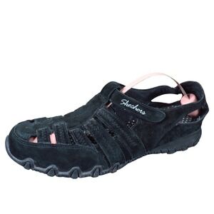 Skechers Relaxed Fit Bikers Garibaldi Women's 8 Black Suede Fisherman Sandals